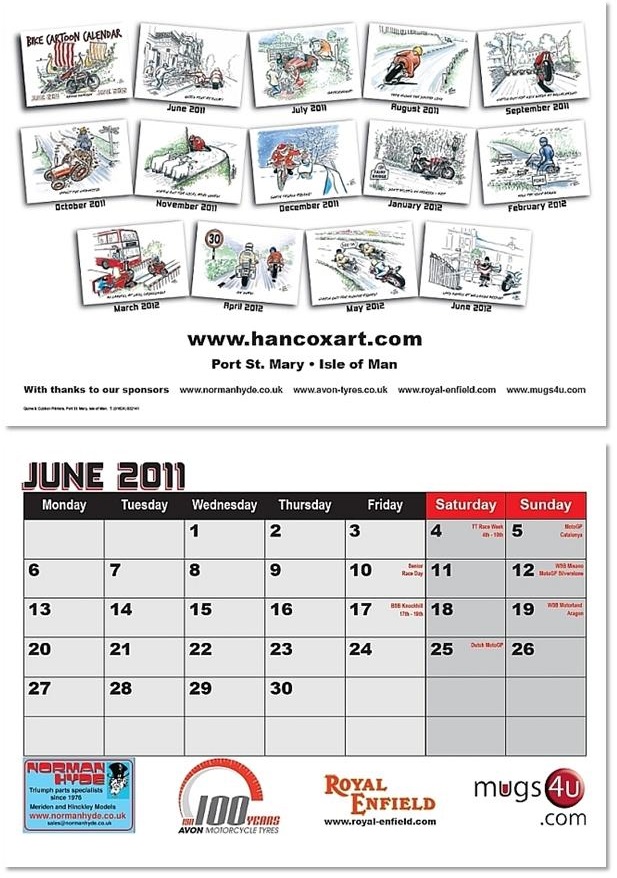 Bike Cartoon Calendar Example Pages