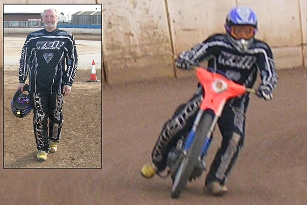 John as a speedway rider for the day at King's Lynn speedway school!